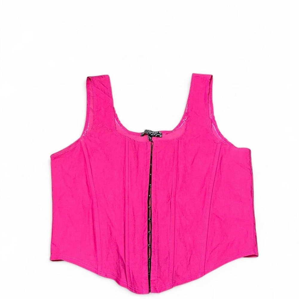 Hot pink corset top with eyelet closure